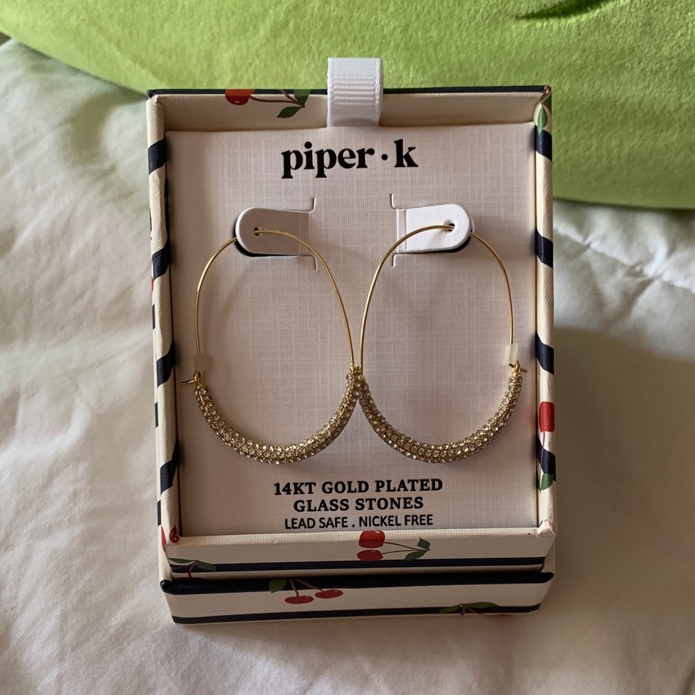 Piper K Gold Plated Crystal Earrings